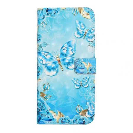 Etui Folio Xiaomi 14t Pro Niebieskie Motyle I Diamenty