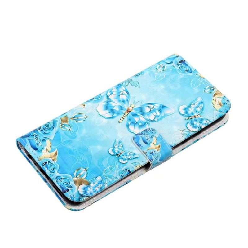 Etui Folio Xiaomi 14t Pro Niebieskie Motyle I Diamenty