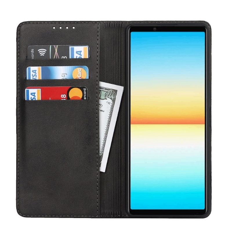 Etui Folio do Sony Xperia 1 IV Classic Skórzany Futerał Faux Skórzana Klapka Na Karty