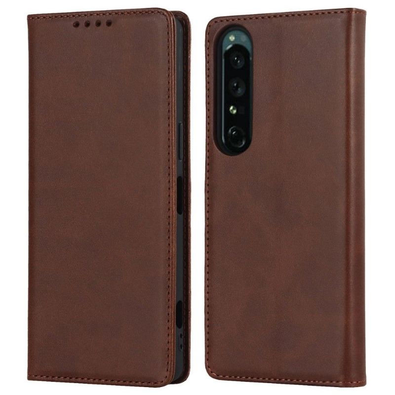 Etui Folio do Sony Xperia 1 IV Classic Skórzany Futerał Faux Skórzana Klapka Na Karty