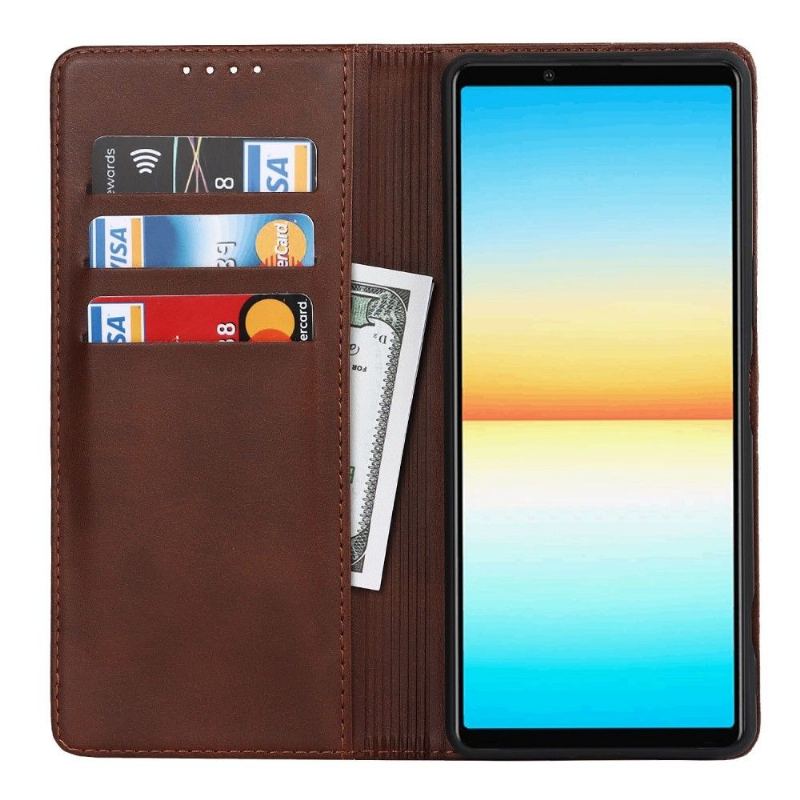 Etui Folio do Sony Xperia 1 IV Classic Skórzany Futerał Faux Skórzana Klapka Na Karty