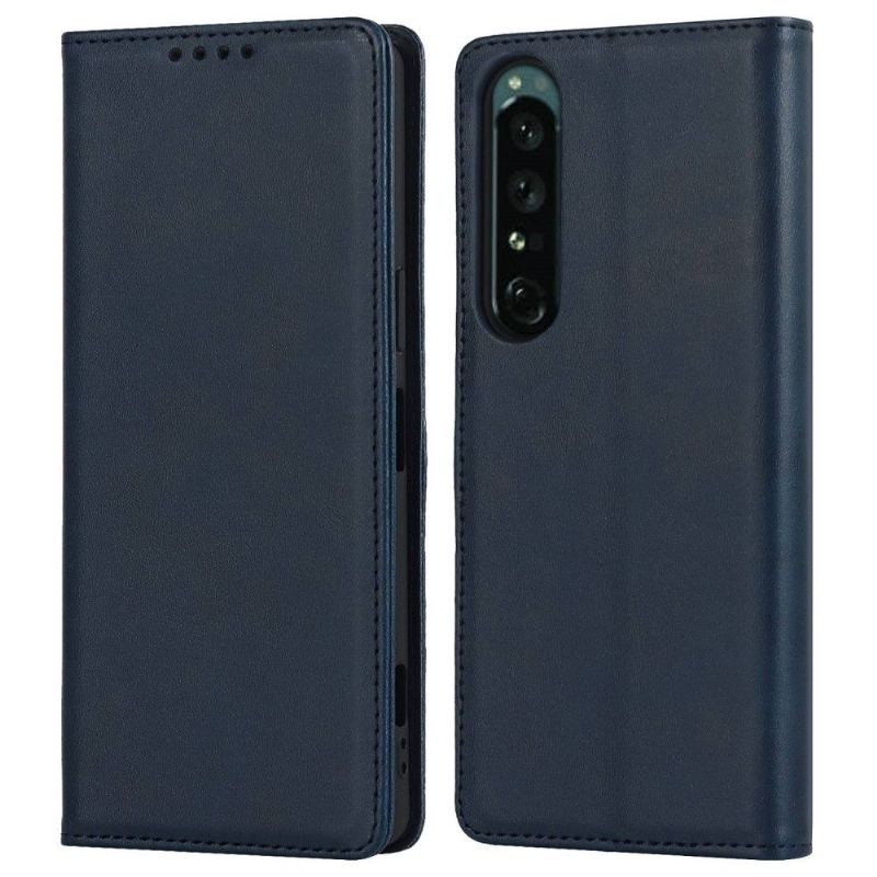 Etui Folio do Sony Xperia 1 IV Classic Skórzany Futerał Faux Skórzana Klapka Na Karty