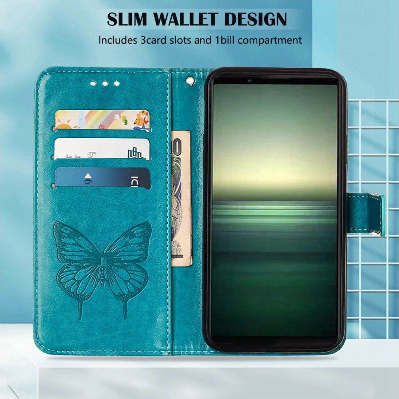 Etui Folio do Sony Xperia 1 IV Obrzeża Butterfly Flower Posiadacz Karty