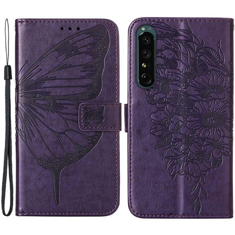 Etui Folio do Sony Xperia 1 IV Obrzeża Butterfly Flower Posiadacz Karty