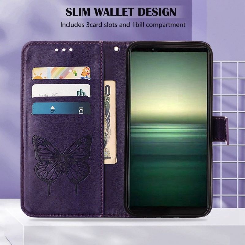 Etui Folio do Sony Xperia 1 IV Obrzeża Butterfly Flower Posiadacz Karty