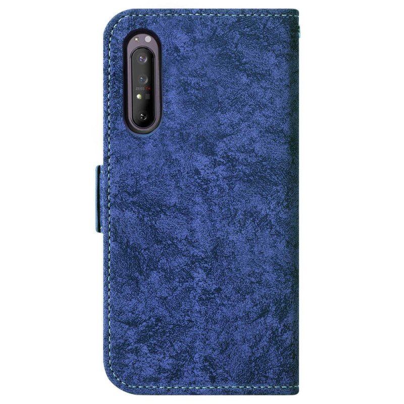 Etui Folio do Sony Xperia 1 IV Skórzany Efekt Z Obrotowym Uchwytem Na Karty