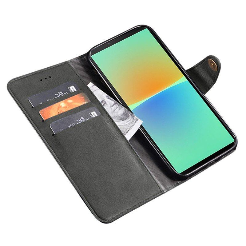 Etui Folio do Sony Xperia 1 IV Styl Skórzany Z Nitami Idewei