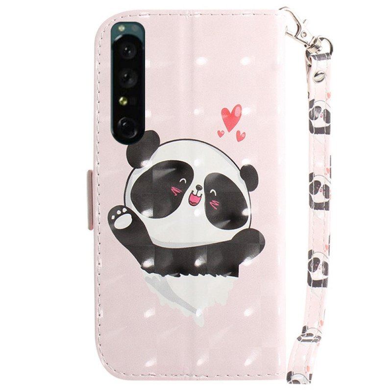 Etui Folio do Sony Xperia 1 IV z Łańcuch Mała Panda Z Paskiem