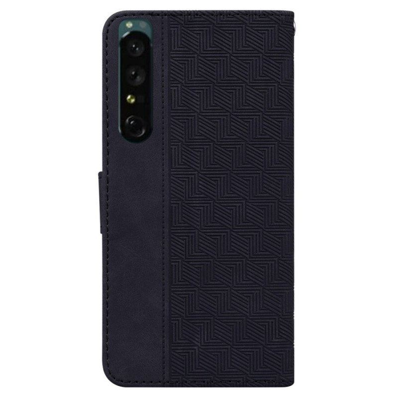 Etui Folio do Sony Xperia 1 IV z Łańcuch Pasiasty Wzór