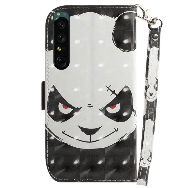 Etui Folio do Sony Xperia 1 IV z Łańcuch Paskowata Panda