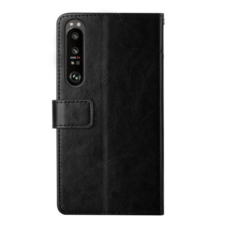 Etui Folio do Sony Xperia 1 IV z Łańcuch Wzór W Paski Y