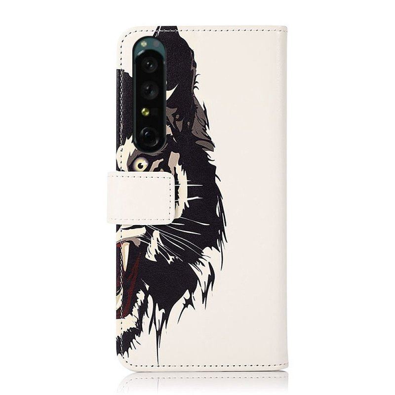 Etui Folio do Sony Xperia 1 IV Zaciekły Tygrys