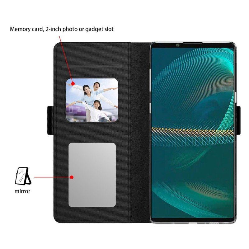 Etui Folio do Sony Xperia 1 IV Zdejmowane Lusterko I Uchwyt Na Kartę