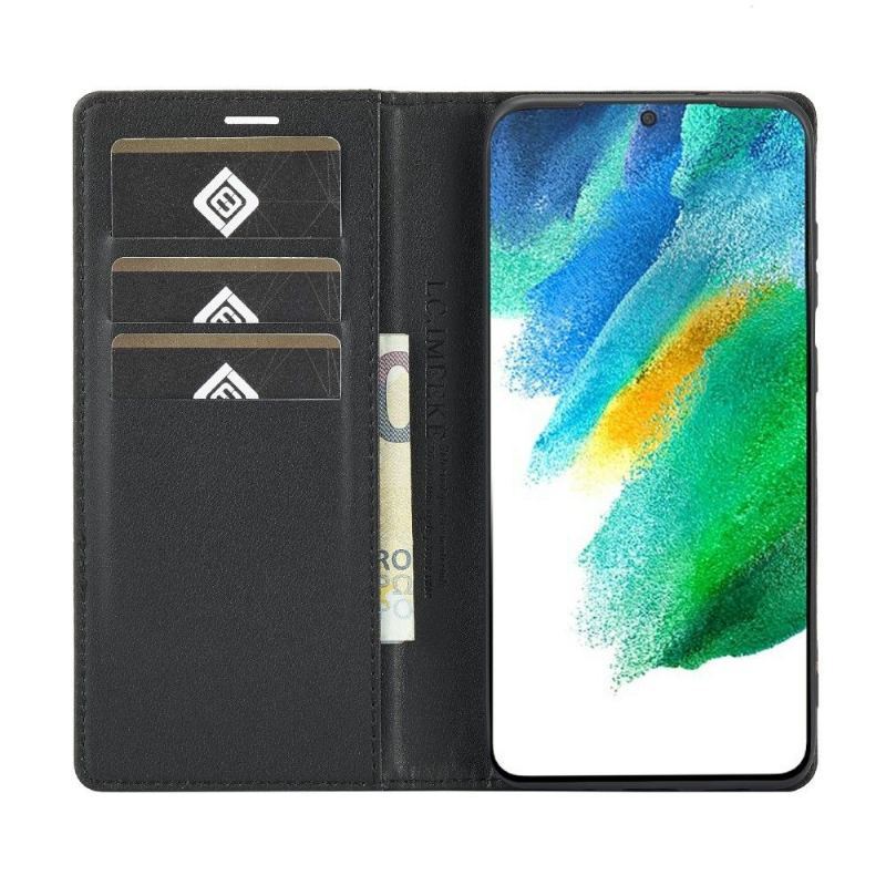 Etui Folio do Samsung Galaxy S21 FE Efekt Skóry Z Włókna Węglowego