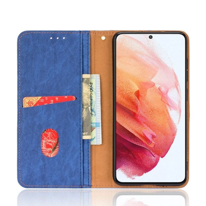 Etui Folio do Samsung Galaxy S21 FE Obrzeża Skórzany Futerał Ze Sztucznej Skóry W Stylu Retro