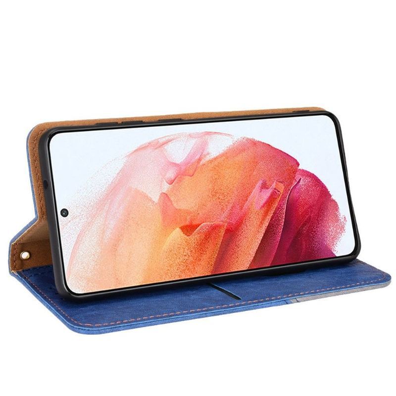 Etui Folio do Samsung Galaxy S21 FE Obrzeża Skórzany Futerał Ze Sztucznej Skóry W Stylu Retro