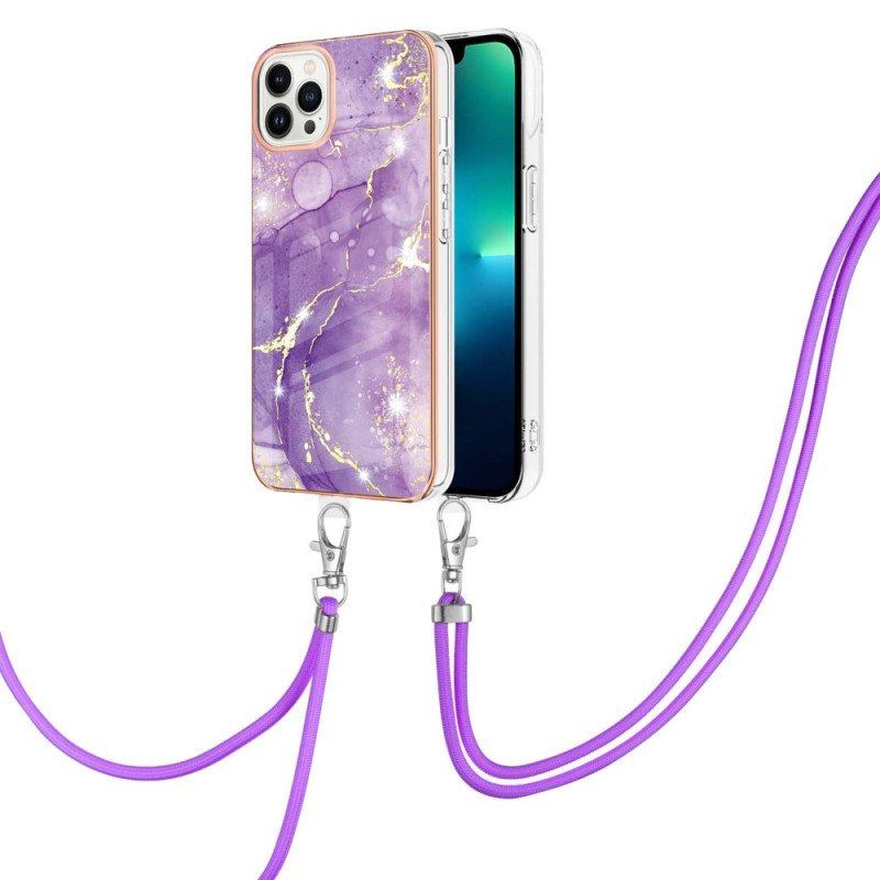 Etui do iPhone 15 Pro Max ze Sznurkiem Sznur Marmurkowy