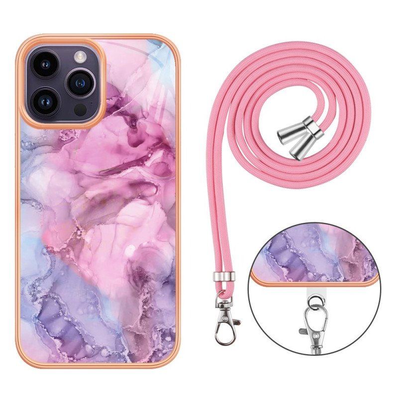 Etui do iPhone 15 Pro Max ze Sznurkiem Sznur Marmurkowy