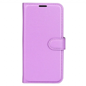 Etui Folio do iPhone 15 Pro Max Klasyczna Sztuczna Skóra Litchi