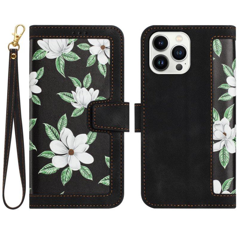 Etui Folio do iPhone 15 Pro Max Luksusowe Kwiaty