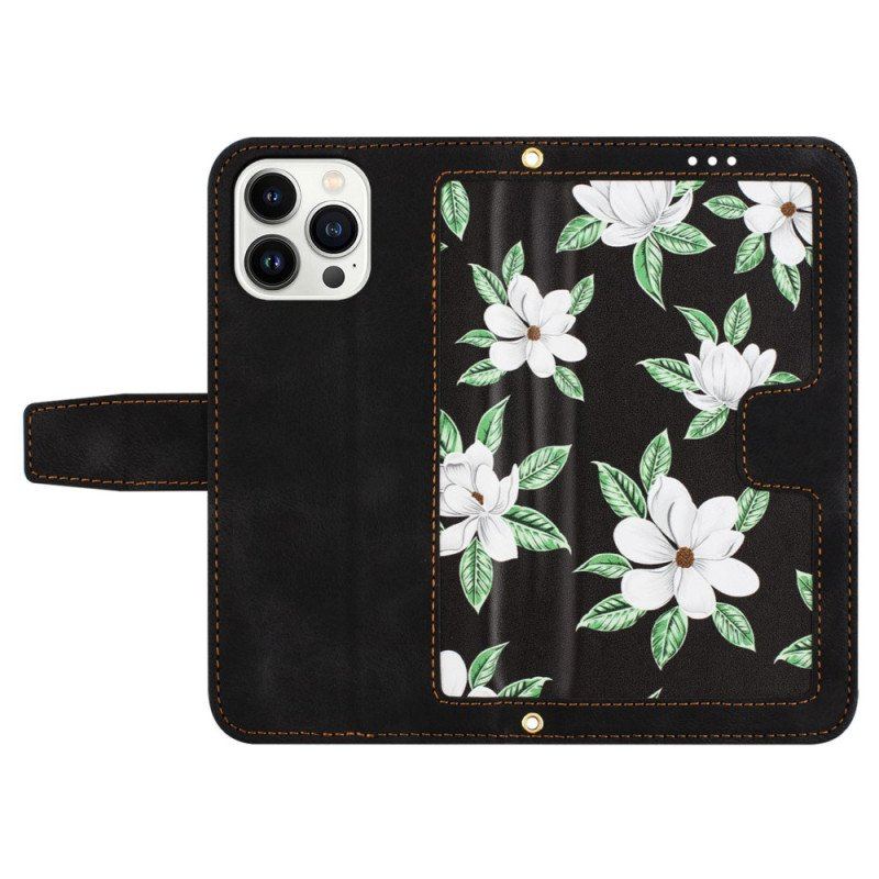 Etui Folio do iPhone 15 Pro Max Luksusowe Kwiaty