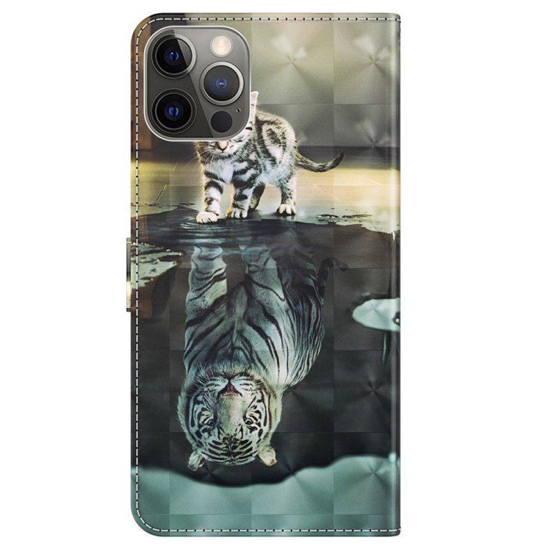 Etui Folio do iPhone 15 Pro Max z Łańcuch Sen Kociaka 3d Z Paskiem