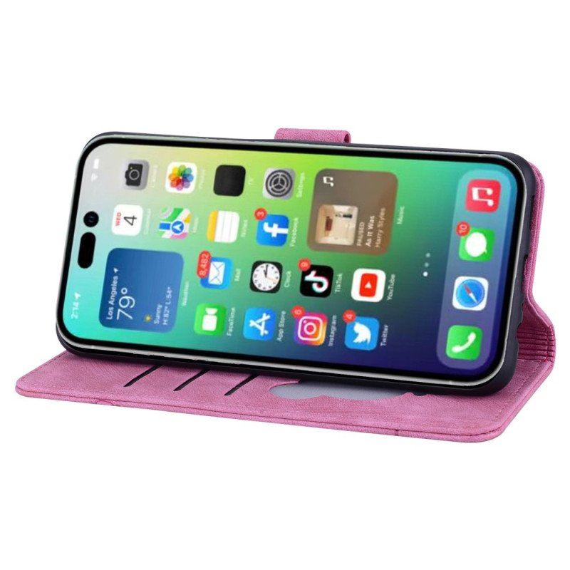 Etui Folio do iPhone 15 Pro Max z Łańcuch Stringi Cat Daydream