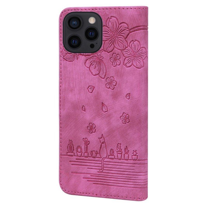 Etui Folio do iPhone 15 Pro Max z Łańcuch Stringi Cat Daydream