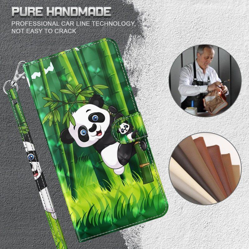 Obudowa Etui Na Telefon do iPhone 15 Pro Max z Łańcuch Panda Bambusowa 3d Z Paskiem