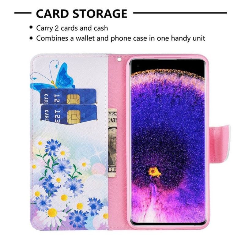 Etui Folio do Oppo Reno 7 Motyl I Stokrotki