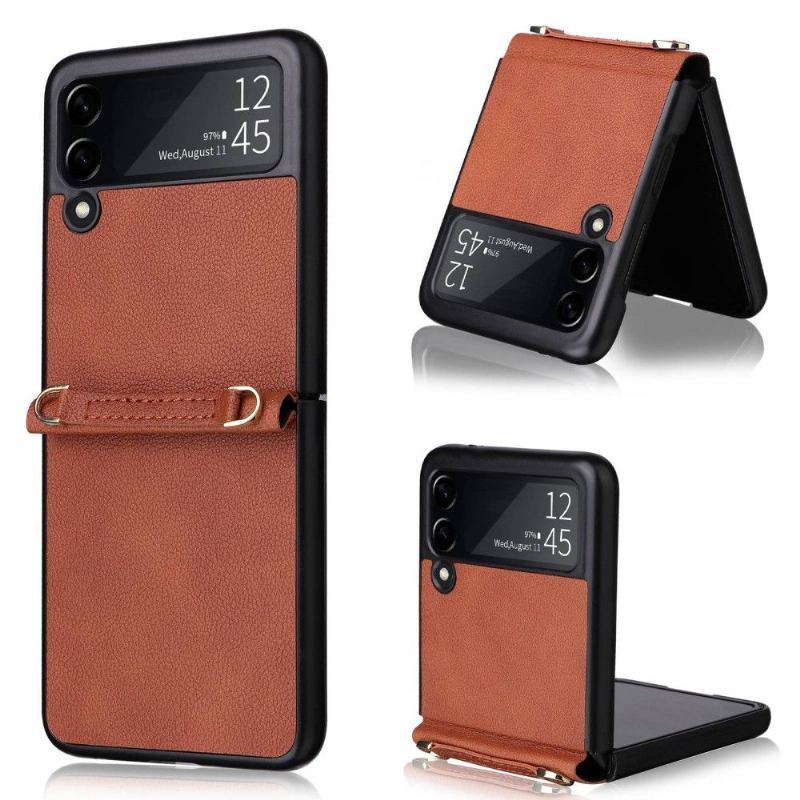 Etui do Samsung Galaxy Z Flip 3 5G Classic ze Sznurkiem Etui Folio Sztuczna Skóra