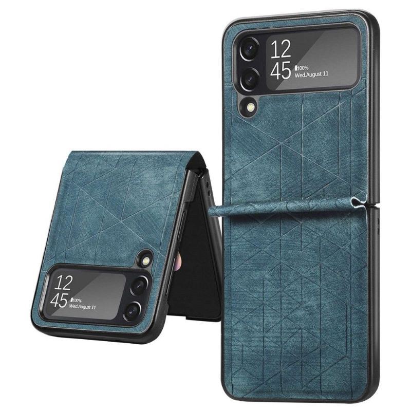 Etui do Samsung Galaxy Z Flip 3 5G Etui Folio Geometryczne Linie Efekt Skóry