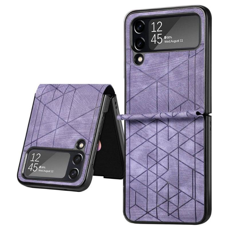 Etui do Samsung Galaxy Z Flip 3 5G Etui Folio Geometryczne Linie Efekt Skóry