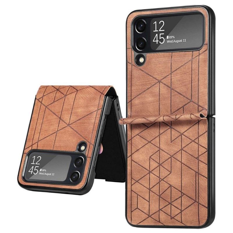 Etui do Samsung Galaxy Z Flip 3 5G Etui Folio Geometryczne Linie Efekt Skóry