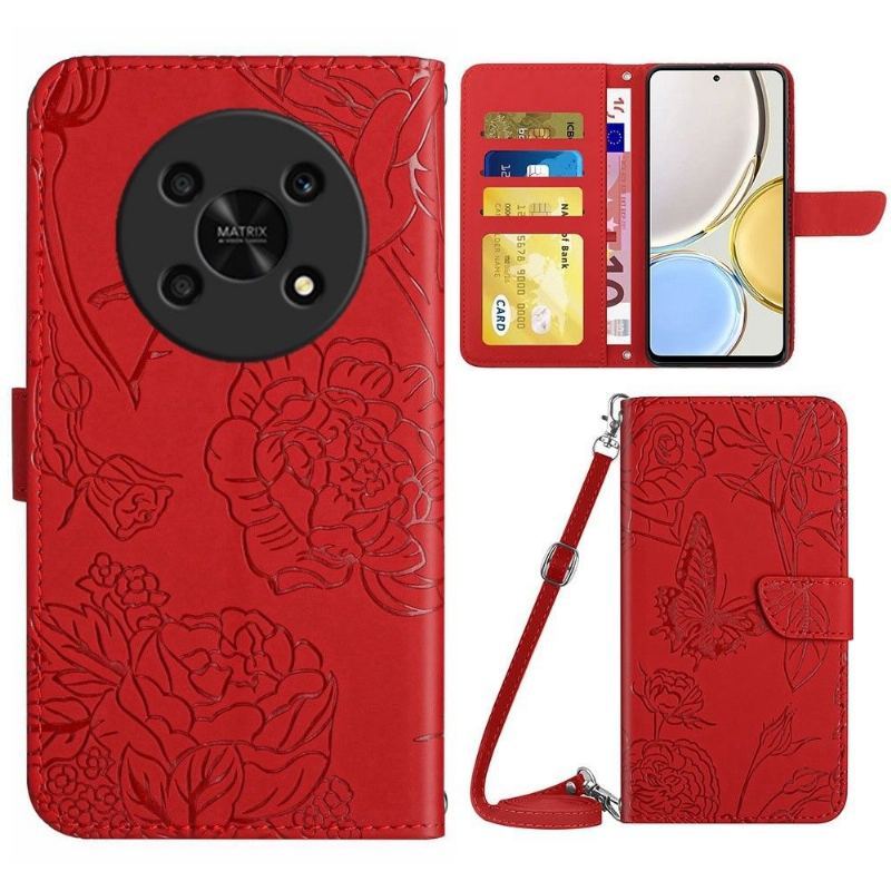 Etui Folio do Honor Magic 4 Lite Ilustracja Motyl I Kwiaty