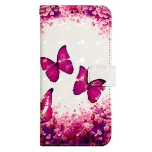 Etui Folio Do Samsung Galaxy S24 5g CZerwone Motyle Z Paskiem