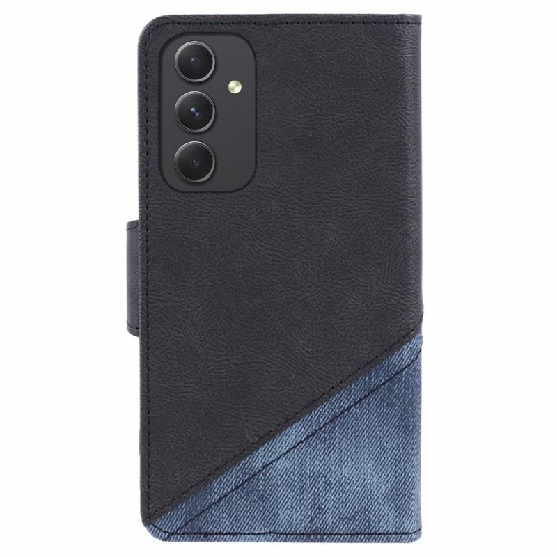 Etui Folio Do Samsung Galaxy S24 5g Dwukolorowy Styl Dżinsów