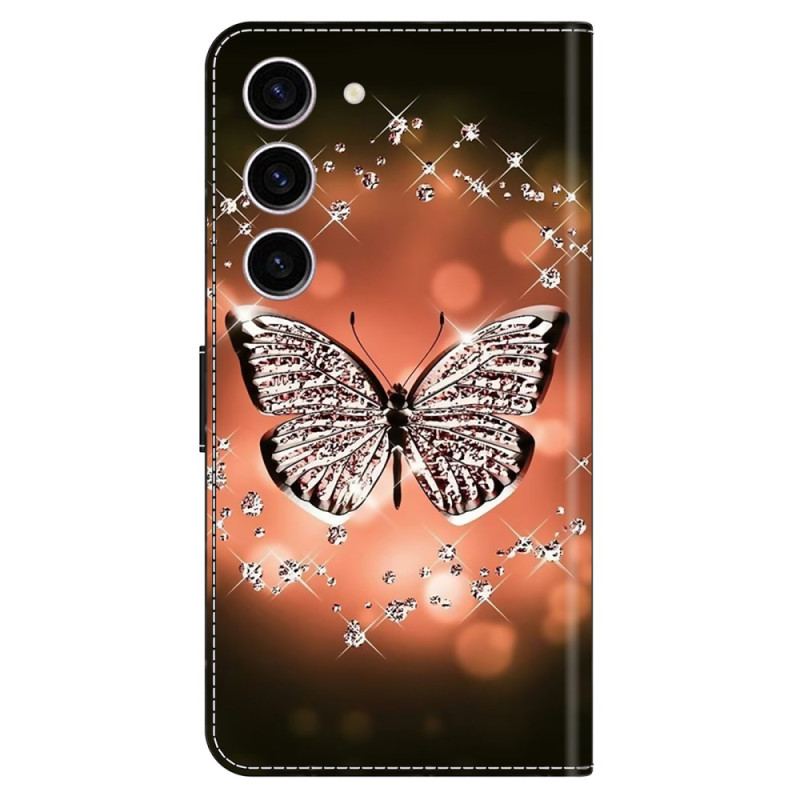 Etui Folio Do Samsung Galaxy S24 5g Kryształowy Motyl