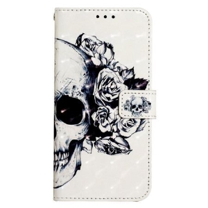 Etui Folio Do Samsung Galaxy S24 5g Kwiatowa CZaszka Z Paskiem