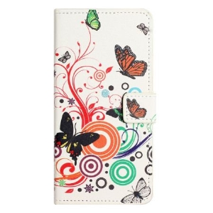 Etui Folio Do Samsung Galaxy S24 5g Motyle Na Białym Tle