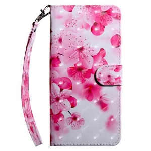 Etui Folio Samsung Galaxy S24 5g CZerwone Kwiaty Z Paskiem