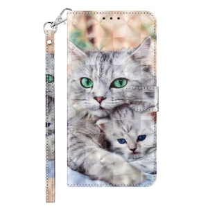 Etui Folio Samsung Galaxy S24 5g Dwa Białe Koty Z Paskami Etui Ochronne