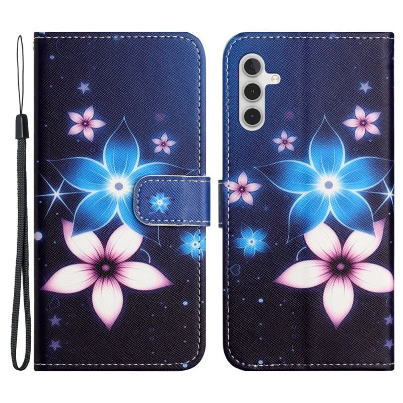 Etui Folio Samsung Galaxy S24 5g Księżycowe Kwiaty Z Paskiem