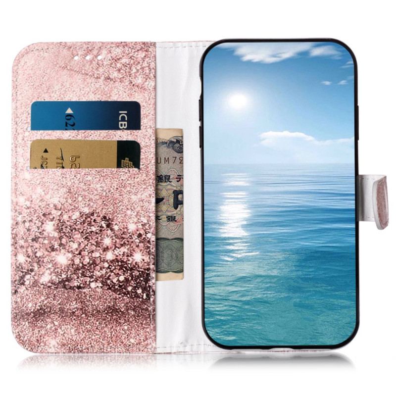 Etui Folio Samsung Galaxy S24 5g Marmur W Kolorze Złoto-różowym Etui Ochronne