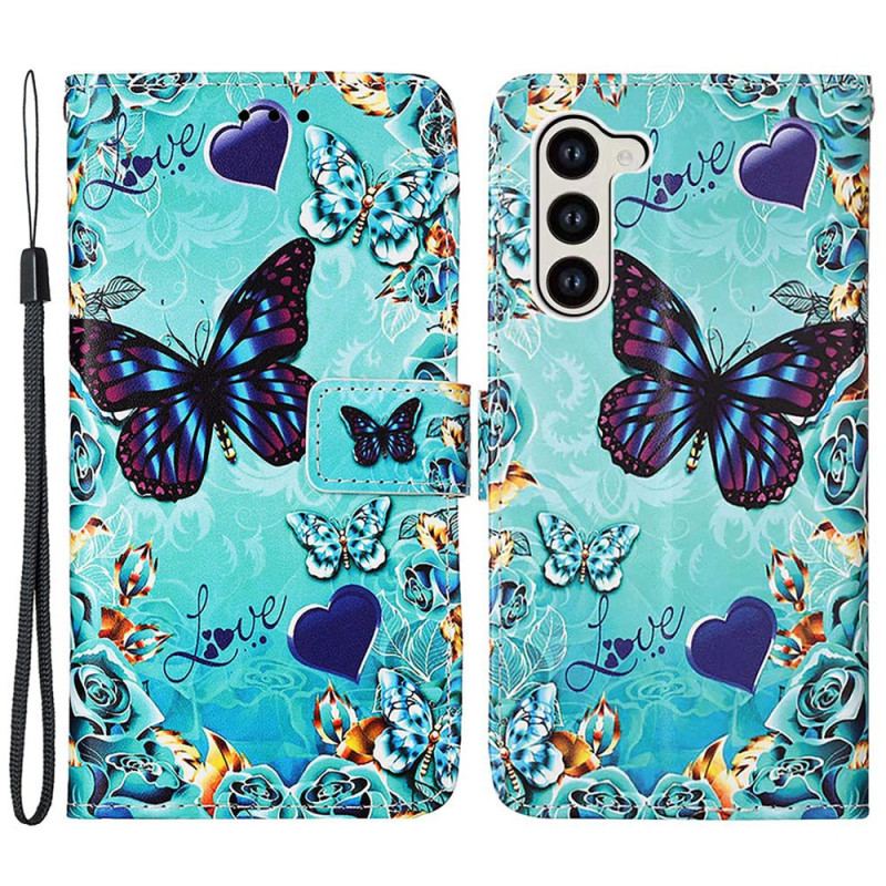 Etui Folio Samsung Galaxy S24 5g Motyle I Serca Z Paskiem