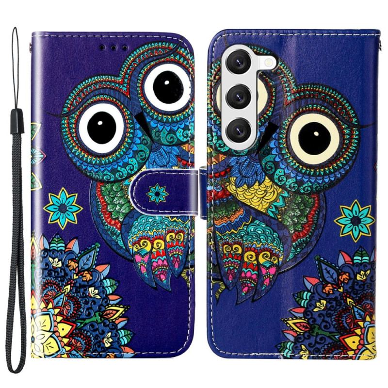 Etui Folio Samsung Galaxy S24 5g Niebieska Sowa Z Paskiem Etui Ochronne