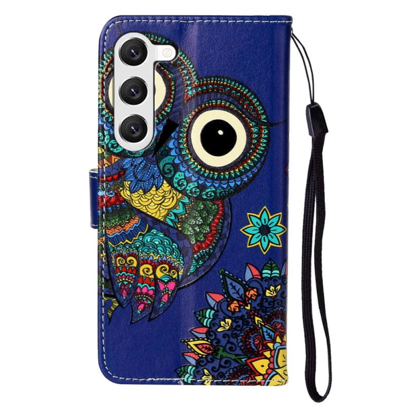 Etui Folio Samsung Galaxy S24 5g Niebieska Sowa Z Paskiem Etui Ochronne