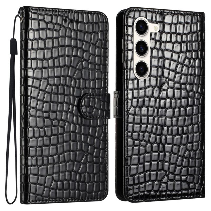 Etui Folio Samsung Galaxy S24 5g Tekstura Krokodyla I Pasek Etui Ochronne