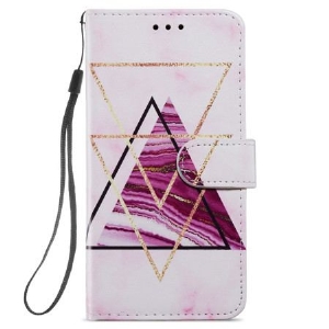 Etui Folio Samsung Galaxy S24 5g Trójkolorowy Marmur Z Paskiem Etui Ochronne