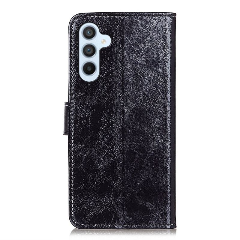 Etui Folio Samsung Galaxy S24 5g Widoczne Szwy Z Imitacji Skóry Lakierowanej Etui Ochronne